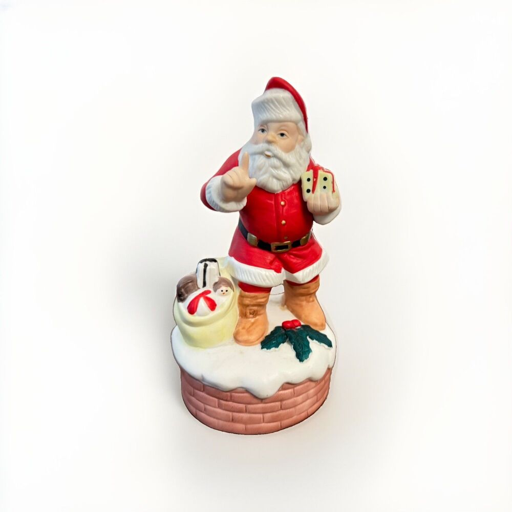 Vintage Musical Porcelain Santa Claus made by Mann 1982 Here Comes Santa Claus